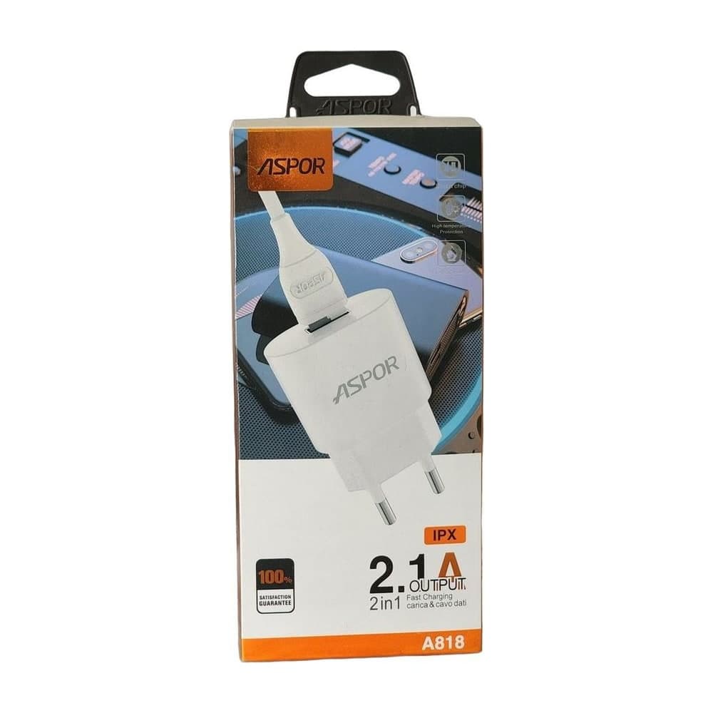 Chargeur ASPOR A818 2.1A + câble Lightning