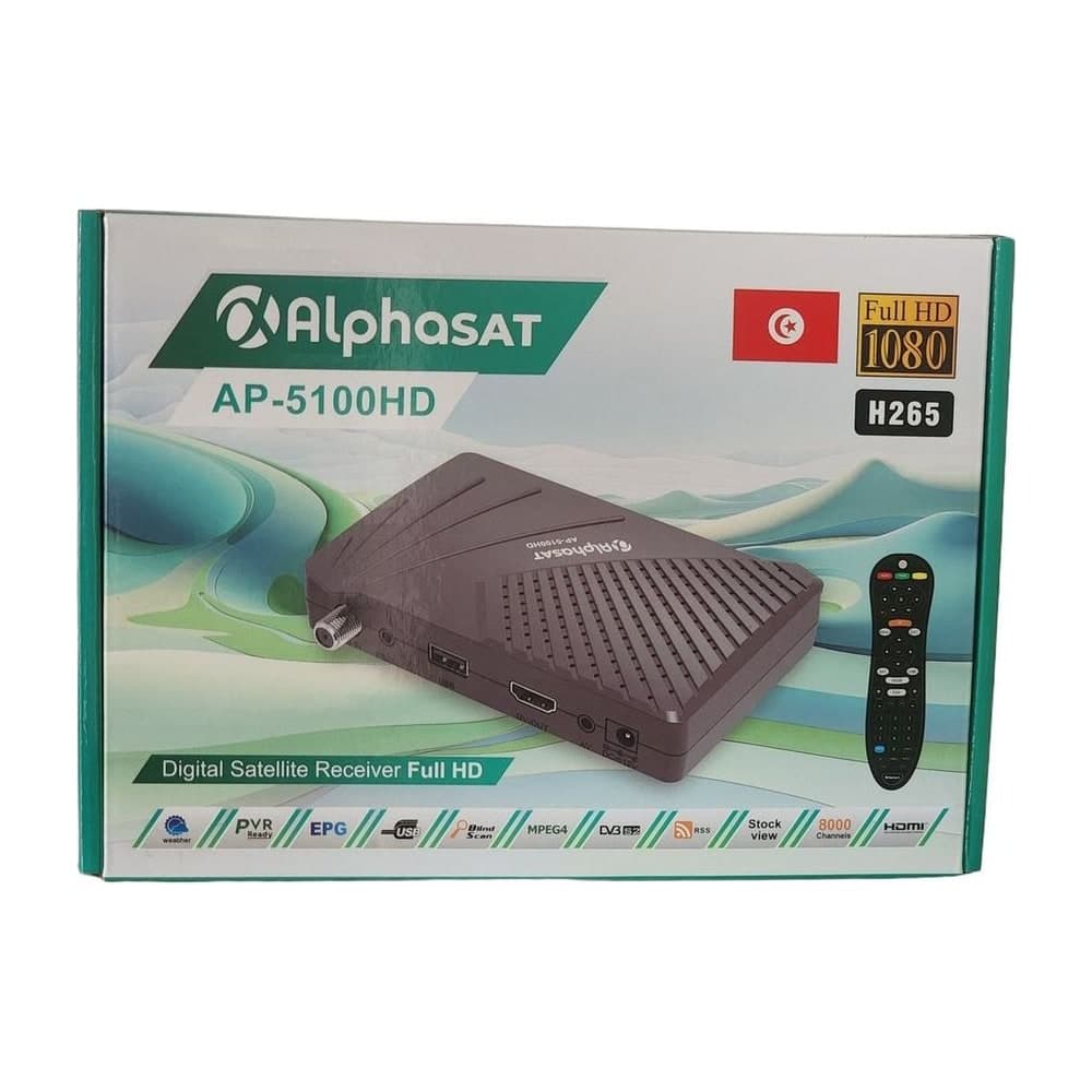 Récepteur AlphaSat AP-5100 + abonnement Alpha TV 2 ans